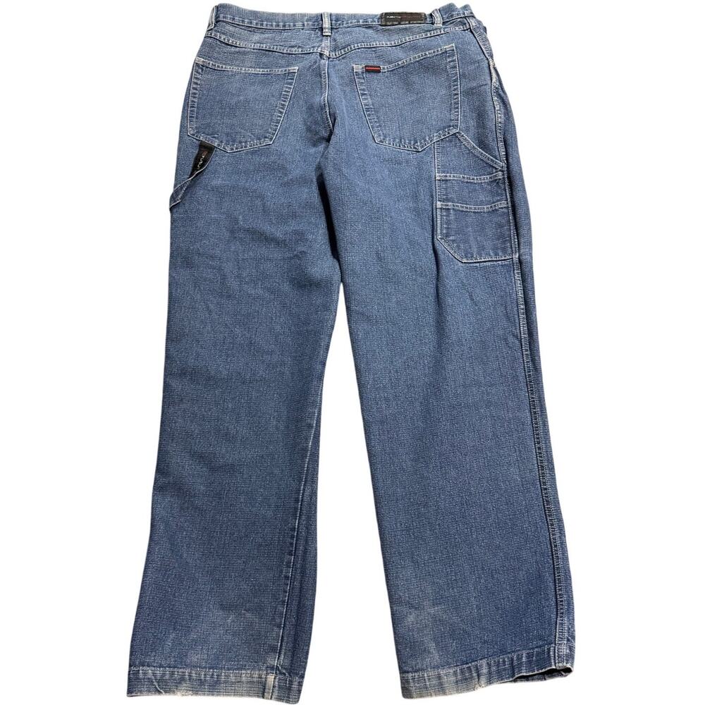 VTG Y2K Fubu the Collection Jeans Wide Leg Carpenter Cargo Baggy Mens 42x34 Blue